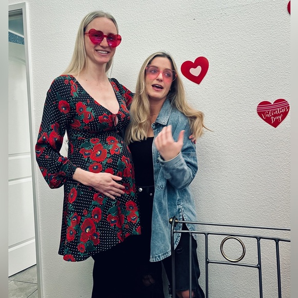 Free People - Black & Red Polka Dot & Floral Print Fit & Flare - Picture 5 of 6